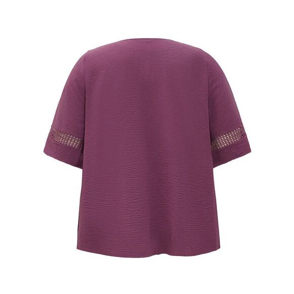 Plus Size 18 - 20 • 2x • BloomChic • mauve  Gathered Lace Patchwork Blouse - Picture 11 of 14